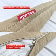 Xpermate Fermuarlı Seyahat Yastığı Cırt Cırtlı Seyahat Boyun Yastigi Yolculuk Yastigi 110CM Bej