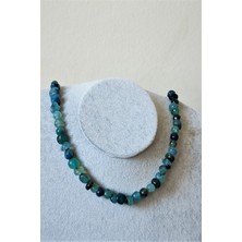 Bade Accessories Mavi Tımbıl Akik Doğal Taş Kolye