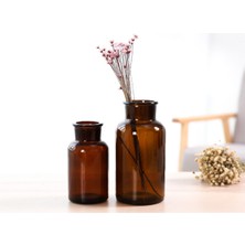 binbirdemet 2'li Set Amber Yazısız Cam Vazo - 500 ml - 250 ml