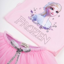 Duca Tütülü Etek ve Elsa Baskılı Body Shirt Takımı