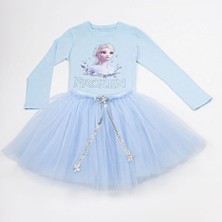 Duca Tütülü Etek ve Elsa Baskılı Body Shirt Takımı