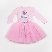 Duca Tütülü Etek ve Elsa Baskılı Body Shirt Takımı