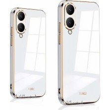 MTK Moveteck Vivo Y17S Kılıf Kamera Korumalı Parlak Gold Altın Kenarlı Yumuşak Silikon Kapak Zırh Tank