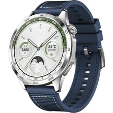 AktarMobile Huawei Watch Gt 4 46 mm Uyumlu Dokuma & Silikon Kordon Dikişli Örgü Kayış Metal Toka
