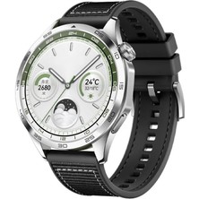 AktarMobile Huawei Watch Gt 4 46 mm Uyumlu Dokuma & Silikon Kordon Dikişli Örgü Kayış Metal Toka