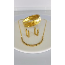 Sones Kadın Gold Rengi Kolye Küpe ve Bileklikten oluşan Çelik Takı Setli| Sns5008111