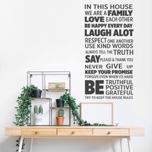 Boldwallz Family Rules Dekoratif Duvar Stickerı, Duvar Dekorasyon Yazıları, Duvar Sticker