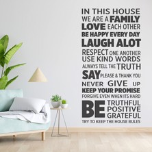 Boldwallz Family Rules Dekoratif Duvar Stickerı, Duvar Dekorasyon Yazıları, Duvar Sticker