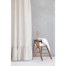 PAMUKIDEA Eteği Fırfırlı Buldan İşi Sade Pamuklu Keten Fon Perde