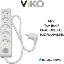 Viko Multi-Let 5'li Anahtarlı 20 Metre Topraklı Çocuk Korumalı Kablolu Grup Priz