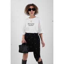 Zelish My Sister Ekru Morning Baskılı Oversize Tshirt