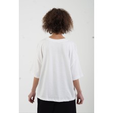 Zelish My Sister Ekru Morning Baskılı Oversize Tshirt