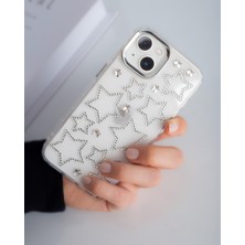 Paladyum Case iPhone 13 Uyumlu Gümüş Yıldızlı Şeffaf Kılıf