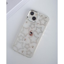 Paladyum Case iPhone 13 Uyumlu Gümüş Yıldızlı Şeffaf Kılıf