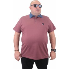Moc Grande Mocgrande Büyük Beden Polo Kot Yaka T-Shirt 23420 Eflatun