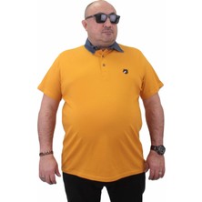 Moc Grande Mocgrande Büyük Beden Polo Kot Yaka T-Shirt 23420 Hardal