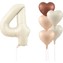 Kidspartim Krem Rakam ve Kalp Folyo Balon Seti