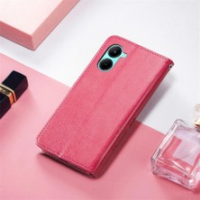 Bdt Shop Realme C33 Kısa Kayış Dört Yapraklı Yonca Deri Çanta Zarif Telefon Kılıfı (Yurt Dışından)