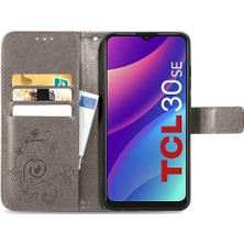 Bdt Shop Tcl 30SE Deri Için Dört Yapraklı Yonca Kısa Kayış Flip Telefon Kılıfı (Yurt Dışından)