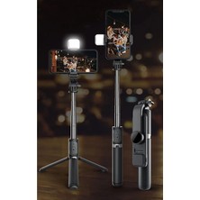 Asfal LED Işıklı Bluetooth Kumandalı Selfie Çubuğu Katlanabilir Taşınabilir 100 cm Tripod