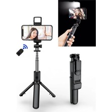 Asfal LED Işıklı Bluetooth Kumandalı Selfie Çubuğu Katlanabilir Taşınabilir 100 cm Tripod