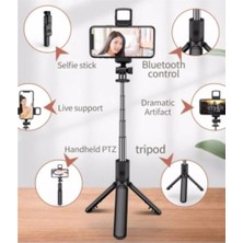 Asfal LED Işıklı Bluetooth Kumandalı Selfie Çubuğu Katlanabilir Taşınabilir 100 cm Tripod