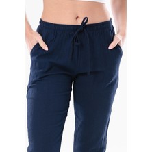 Eliş Şile Bezi Çift Cepli Unisex Yazlık Pantolon Lacivert