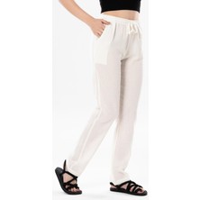 Eliş Şile Bezi Çift Cepli Unisex Yazlık Pantolon Krem