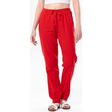 Eliş Şile Bezi Çift Cepli Unisex Yazlık Pantolon Kırmızı
