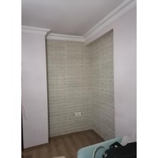 Renkli Duvarlar 70X77CM 1 Adet  Çizgili Gri Tuğla Arkası Yapışkanlı Esnek Silinebilir Duvar Kağıdı Paneli