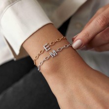 By Golden House Burgu Halkalı Pırlanta Harf Bileklik