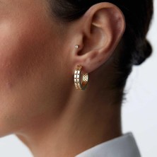 By Golden House Kare Sıralı Halka Küpe