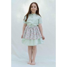 Little Gusto Katlı Çocuk Etek Çiçek Desenli Organik Pamuk