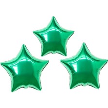 Organizasyon Pazarı 18 inç Yeşil Renk 3 Adet Yıldız Şekilli Folyo Balon