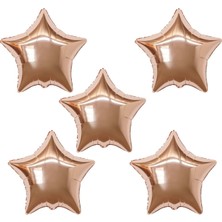 Organizasyon Pazarı 18 inç Rose Gold Renk 5 Adet Yıldız Şekilli Folyo Balon