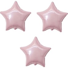 Organizasyon Pazarı 18 inç Pembe Renk 3 Adet Yıldız Şekilli Folyo Balon