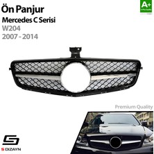 S-Dizayn Mercedes C-Class W204 Ön Panjur  Parlak Siyah Çerçeveli Krom Amg Model 2007-2014