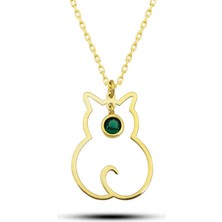 Himarry 925 Ayar Gümüş Mayıs Ayı Doğum Taşı Kedi Kadın Kolye