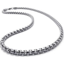 X-lady Accessories Gümüş Renk Iç Içe Geçmeli Arnavut Asansör Unisex Erkek Çelik Kolye - 2672