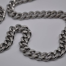 X-lady Accessories Gümüş Renk Traşlı Zincir Paslanmaz  Unisex Çelik Kolye 55 Cm. Çelik Kolye - 2677