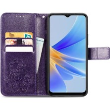 Manyi Mall Oppo A17 Flip Kapak Için Kılıf Kısa Kayış Deri Kılıf Zarif Iş (Yurt Dışından)