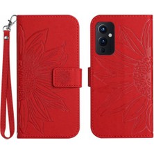 Manyi Mall Oneplus 9 Için Kılıf Lüks Pu Deri Kabartmalı Ayçiçeği Kısa Kayış Flip (Yurt Dışından)