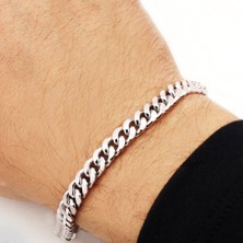 X-lady Accessories Gümüş Renk Traşlı Zincir Paslanmaz Unisex Çelik Bileklik  - 2798