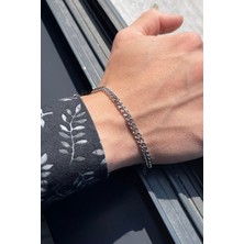 X-lady Accessories Gümüş Renk Traşlı Zincir Paslanmaz Unisex Çelik Bileklik  - 2798