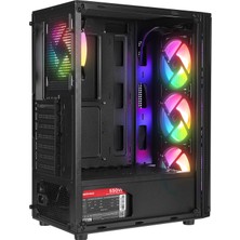 Rampage Helıos Mesh 550W 80+ 4X12CM Rgb Fan Atx Tempered Glass 2xusb2.0/1xusb3.0 Siyah Mıd Tower Gaming Kasa