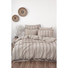 Ecocotton Sima Battal Boy  Nevresim Takımı  Organik Pamuk Müslin Brodeli Bej 240x220 cm