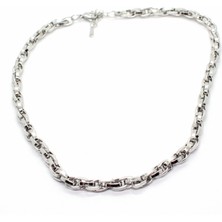 X-lady Accessories Gümüş Renk Unisex Çelik Iç Içe Geçmeli  Kolye - 1451