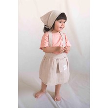 Little Gusto Müslin Çocuk Jile Elbise Bej Organik Pamuk