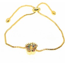 X-lady Accessories Altın Renk Renkli Taş Ayak Model Asansör Zirkon Bileklik - 2047