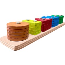 Hamaha Wooden Toys Doğal Ahşap Eğitici Oyuncak Dikdörtgen 5'li Sütun Geometrik Şekil HMH-055